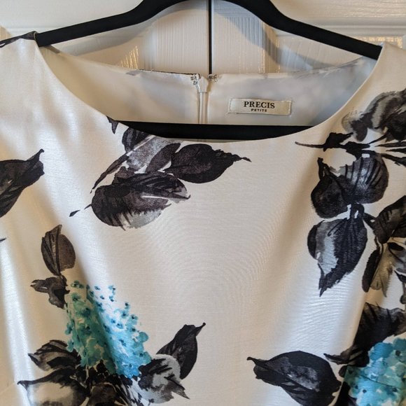 Precis Petite Blue Floral Dress sz 12 - Picture 3 of 12